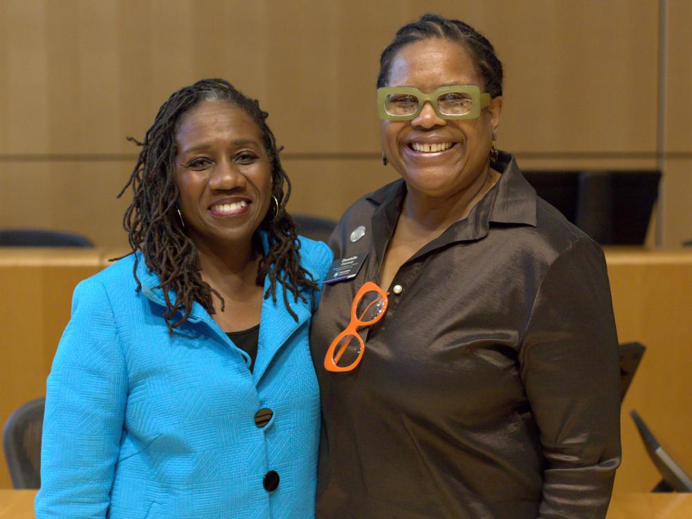 Sherrilyn Ifill (left) with Dickinson Law Dean Danielle M. Conway