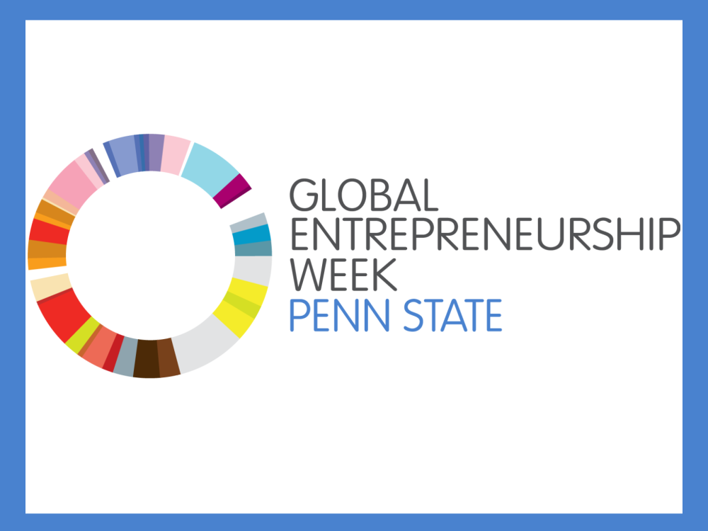 A circle of colors with the words Global Entrepreneurship Week Penn State