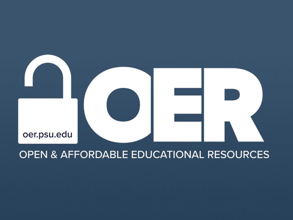 graphic with text OER Open and Affordable Educational Resources and website oer.psu.edu