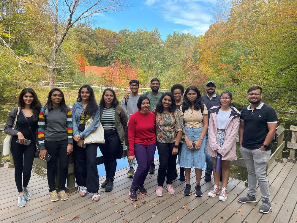 Penn State Great Valley students standing outside at the Tyler Arboretum