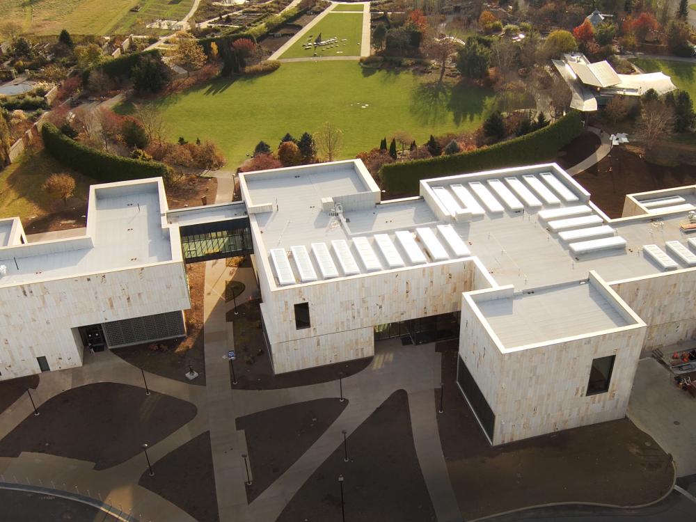 Aerial image of the new Palmer Museum of Art