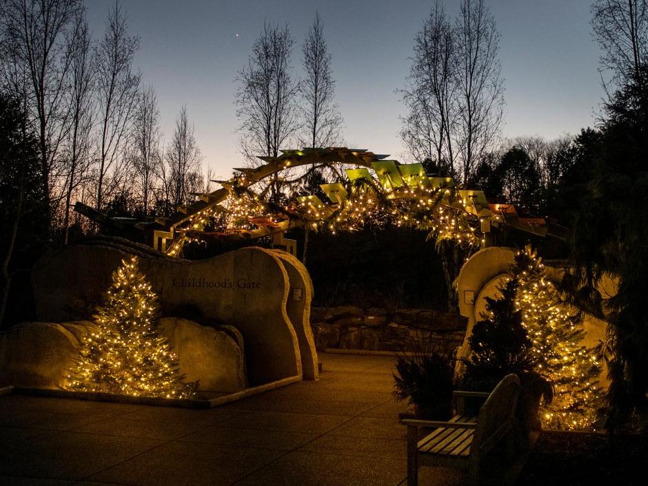 Holiday lights glow at the Penn State Arboretum children's garde 