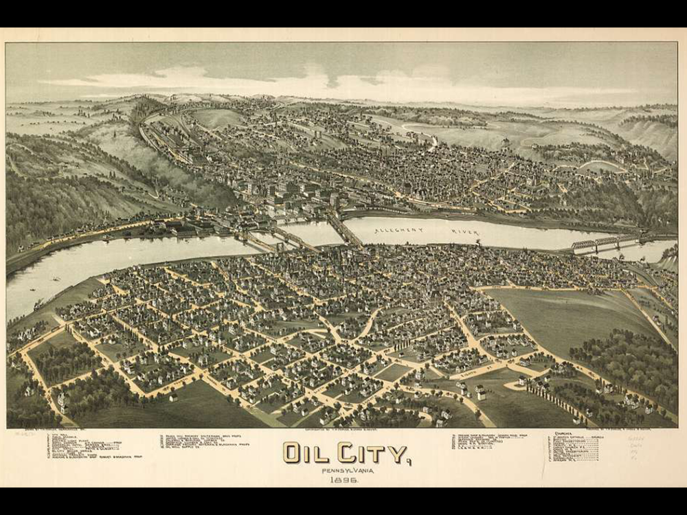 An 1896 map of Oil City, Pennsylvania. 