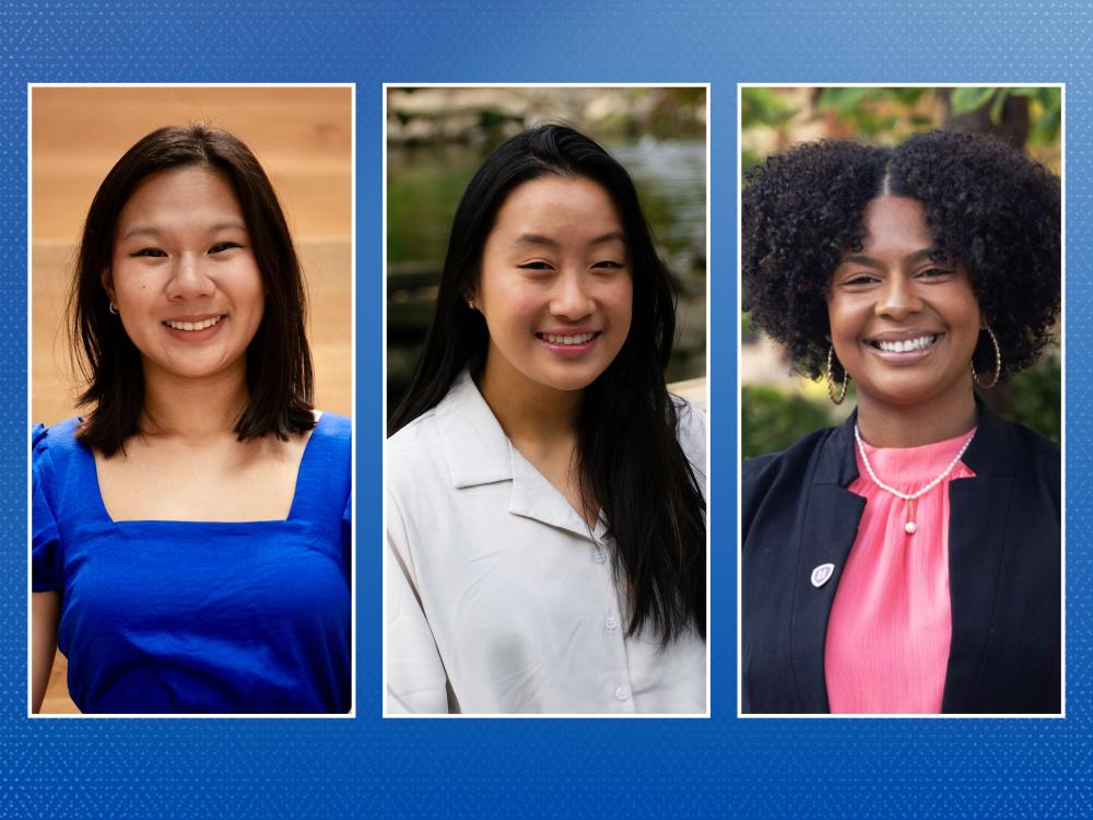 Headshots of three students