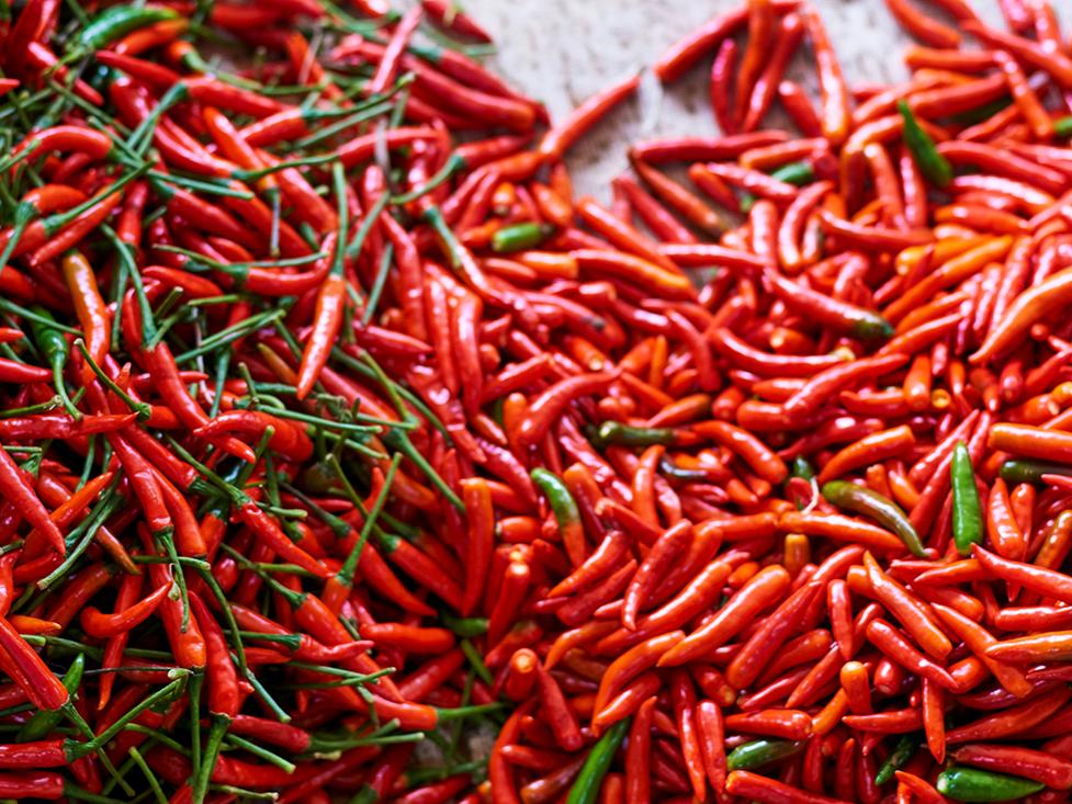 A pile of chili peppers