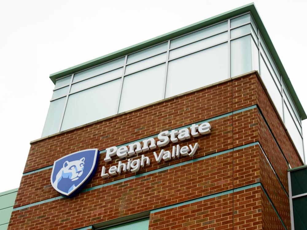 outside of building showing Penn State Lehigh Valley logo