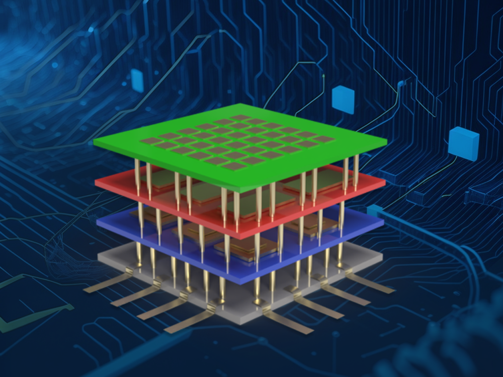 Stylized image of 2D materials stacked on top of each other