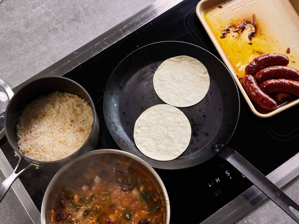 Food on a stovetop.