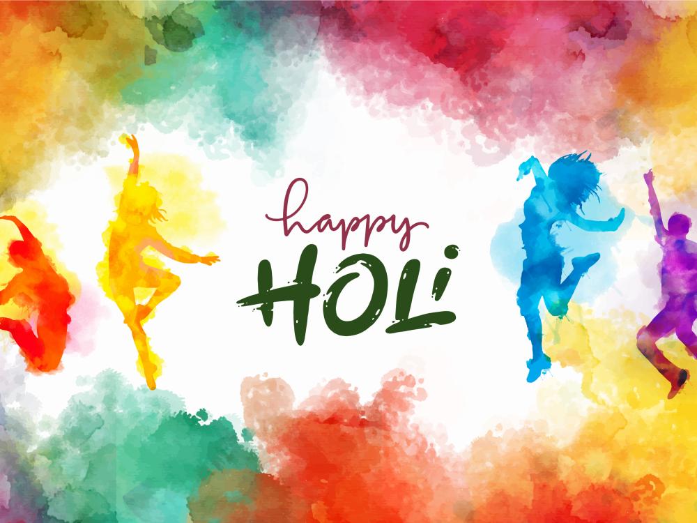 Stock graphic of rainbow colors for Holi Celebration