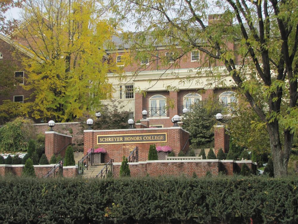 exterior of atherton hall in the fall