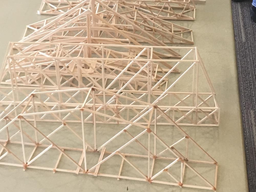 Balsa wood bridges built by high school students.