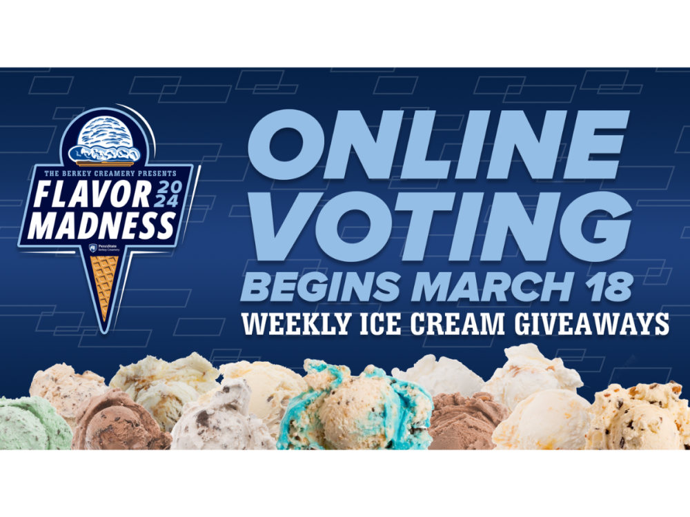 Scoops of ice cream under the text "Online voting begins March 18"