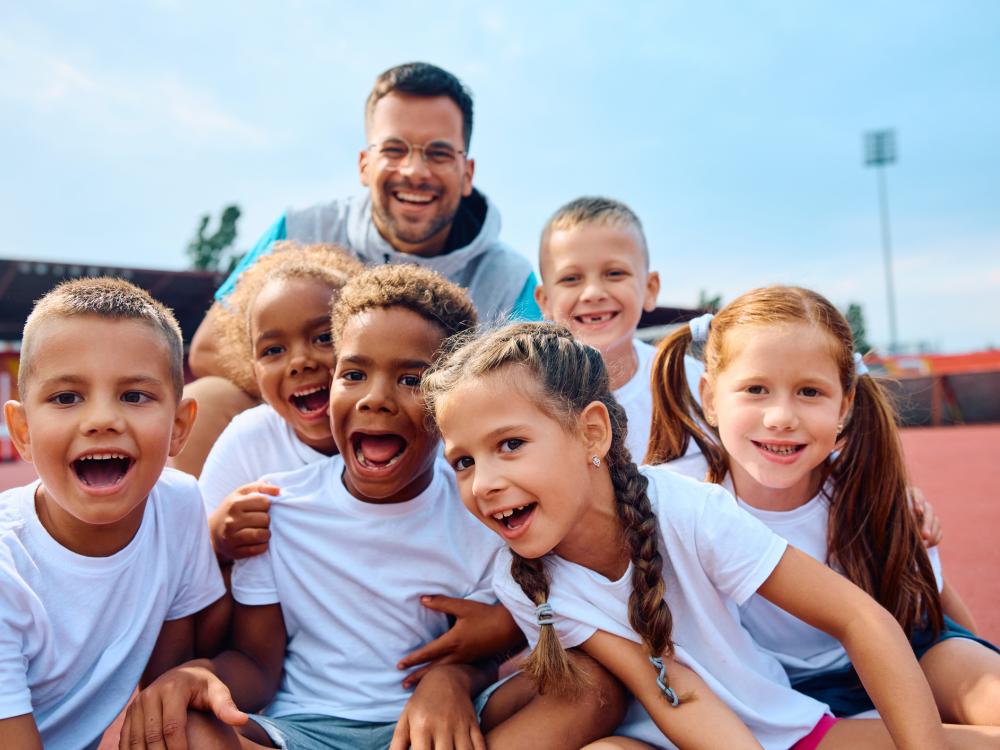 Young children together at a sports practice