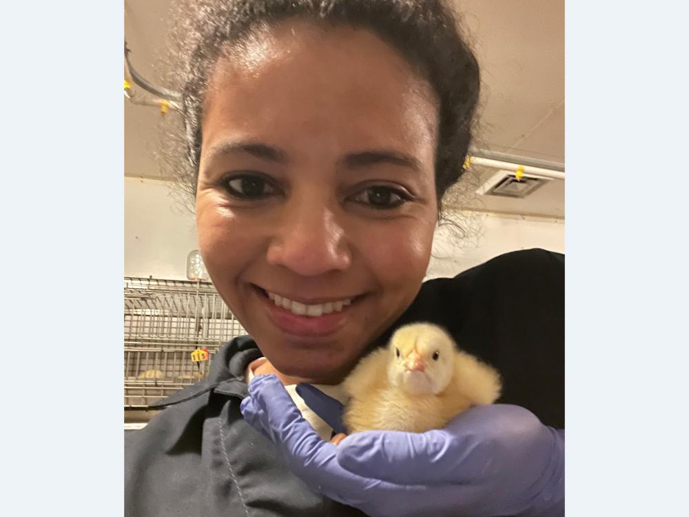 grad student with little bird