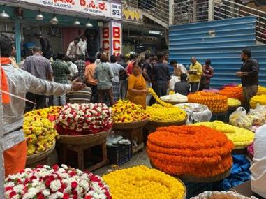 A flower market in Bangalore