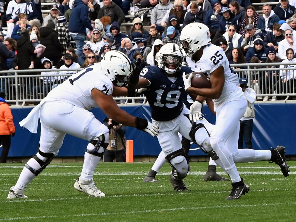 Game action during 2024 Blue-White Game. 