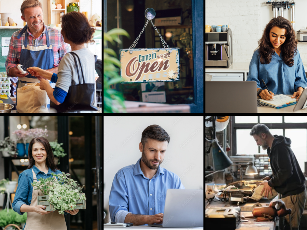 Various images showcasing small business owners