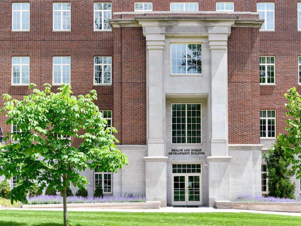 Health and Human Development Building facade and side door