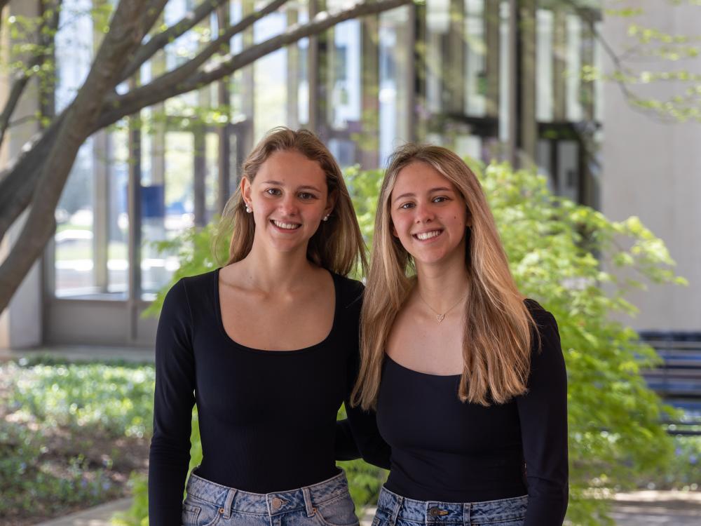 Julie (left) and Becky (right) Jenkins outside Keller Building at Penn State University Park