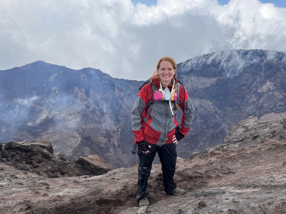 Christelle Wauthier stands for a photo while in Guatemala at Pacaya Volcano in 2022.