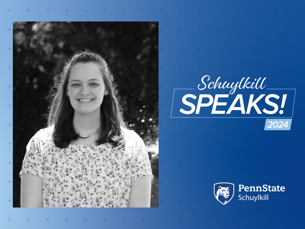 Schuylkill Speaks! Graduating Student graphic featuring recent graduate, Emily Papa.