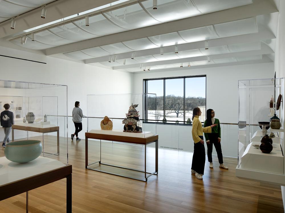 Students in an art gallery