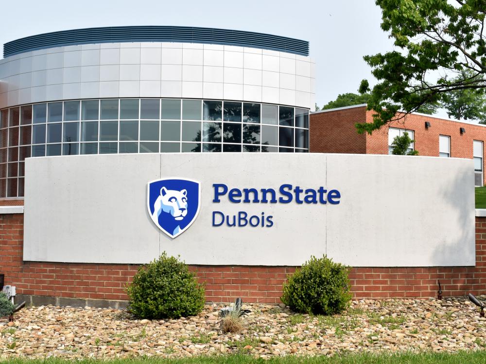 One of the campus entrance markers at Penn State DuBois.