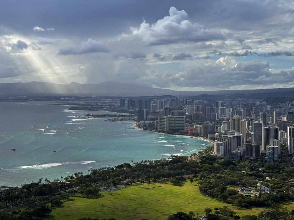 drone shot of oahu hawaii