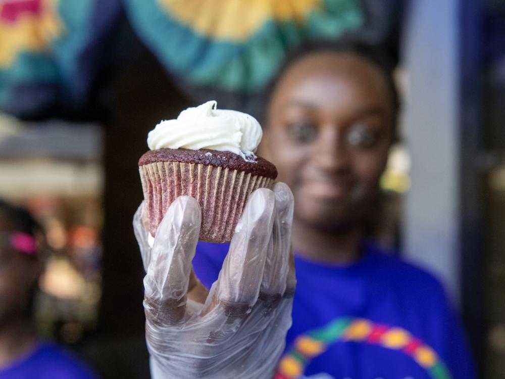 red velvet cupcakes at Juneteenth