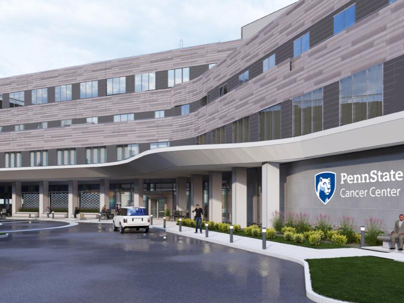 A visual rendering of the future Penn State Health Cancer Center at Hampden Medical Center