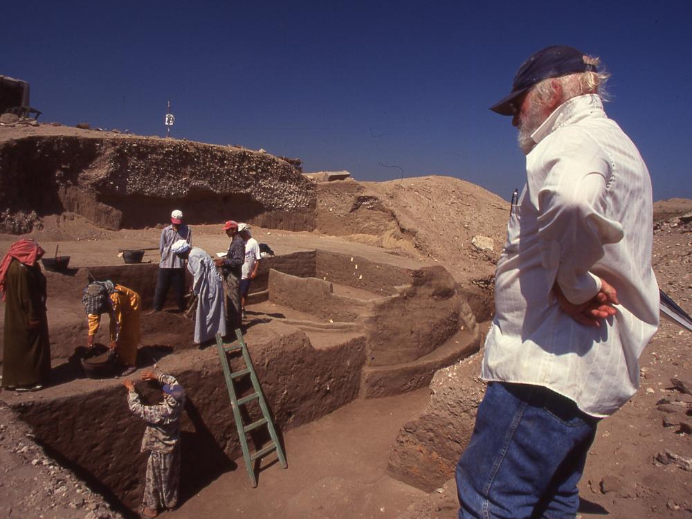 Donald Redford looks out at an excavation site. 