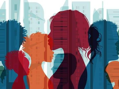 Silhouette of a multiethnic and multicultural group of people.