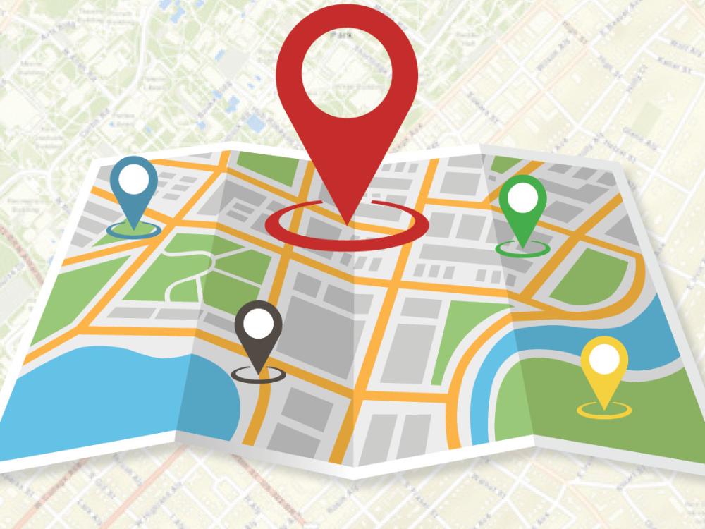 Illustration of map and GIS position indicator