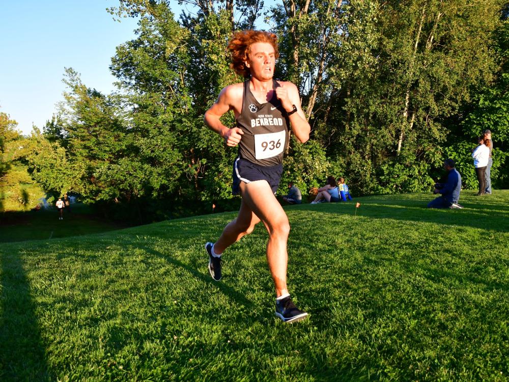 Lucas Boyd runs in a cross country race at Penn State Behrend