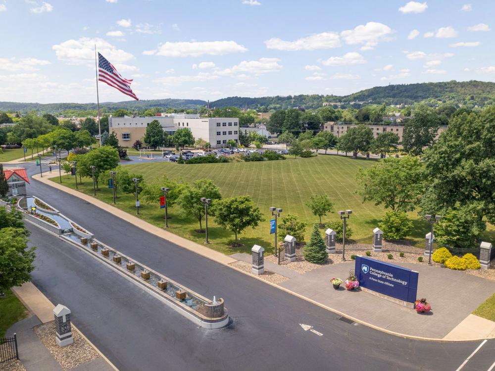 An aerial view of the Penn College campus.