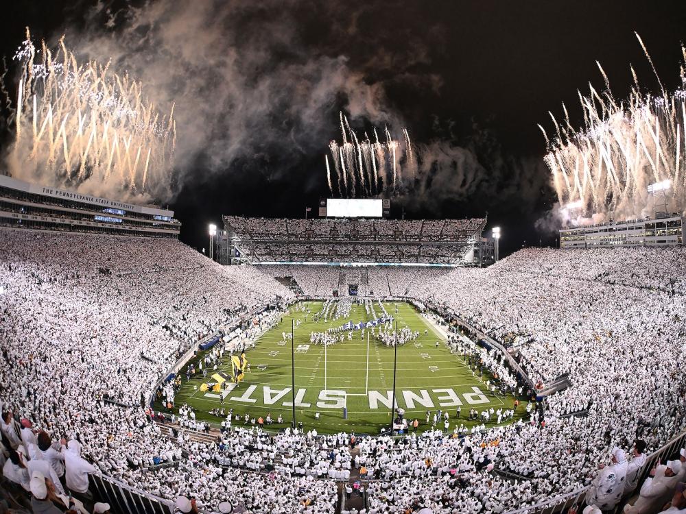 wide show of Beaver Stadium during night game