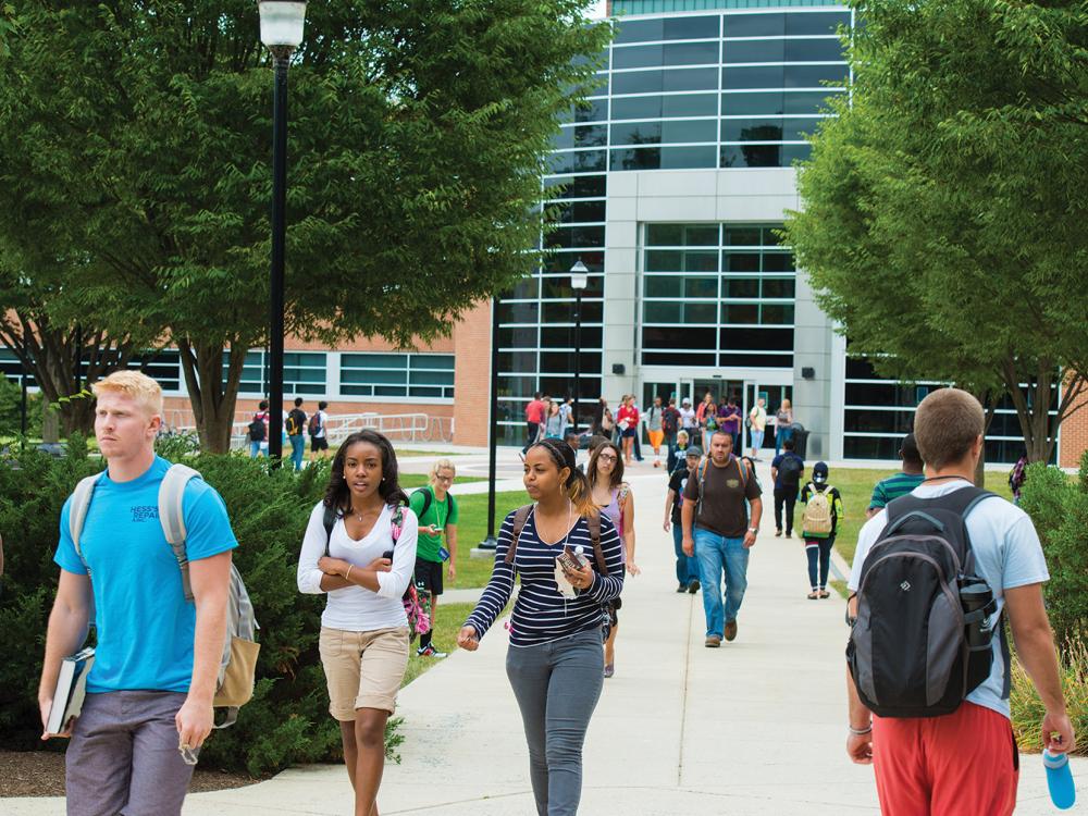 Students walk on campus at Penn State Harrisburg