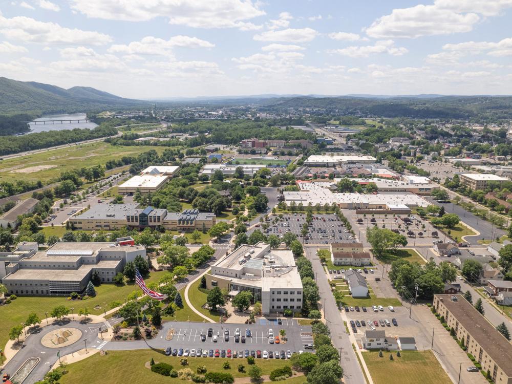 An aerial view of the Penn College campus