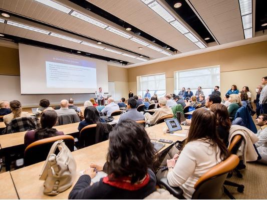 Prior TLT Symposium attendees listen to a presentation on ChatGPT at the Penn Stater Hotel and Conference Center. 
