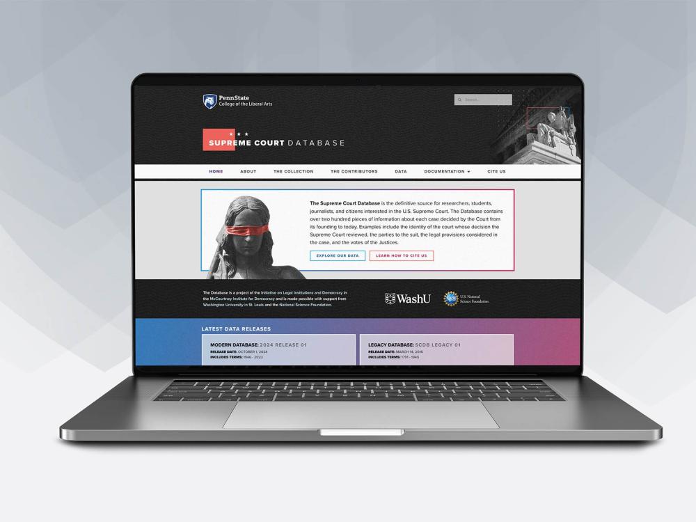 An image of the Supreme Court Database website's homepage 