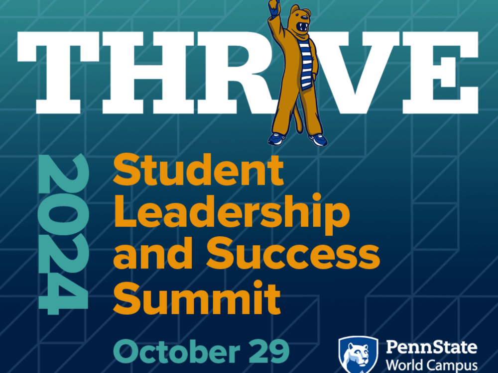 A digital image with text: "Thrive, Student Leadership and Success Summit. October 29, 2024."