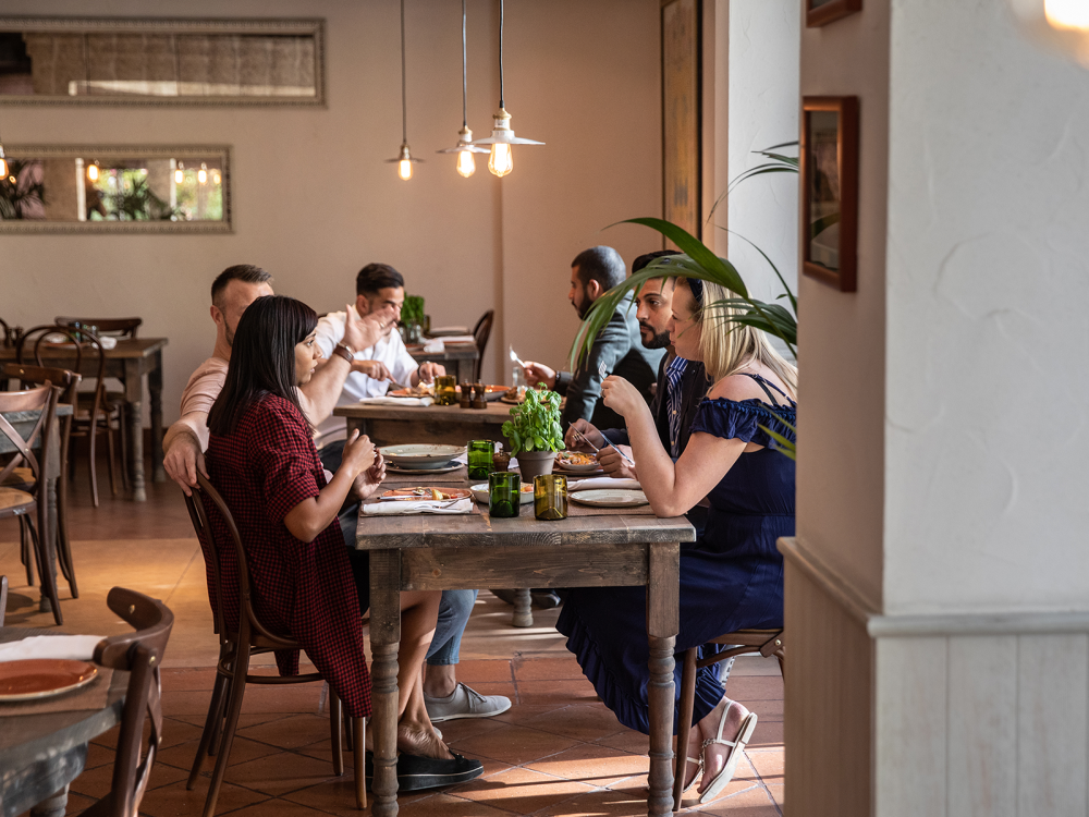 People seated in a restaurant