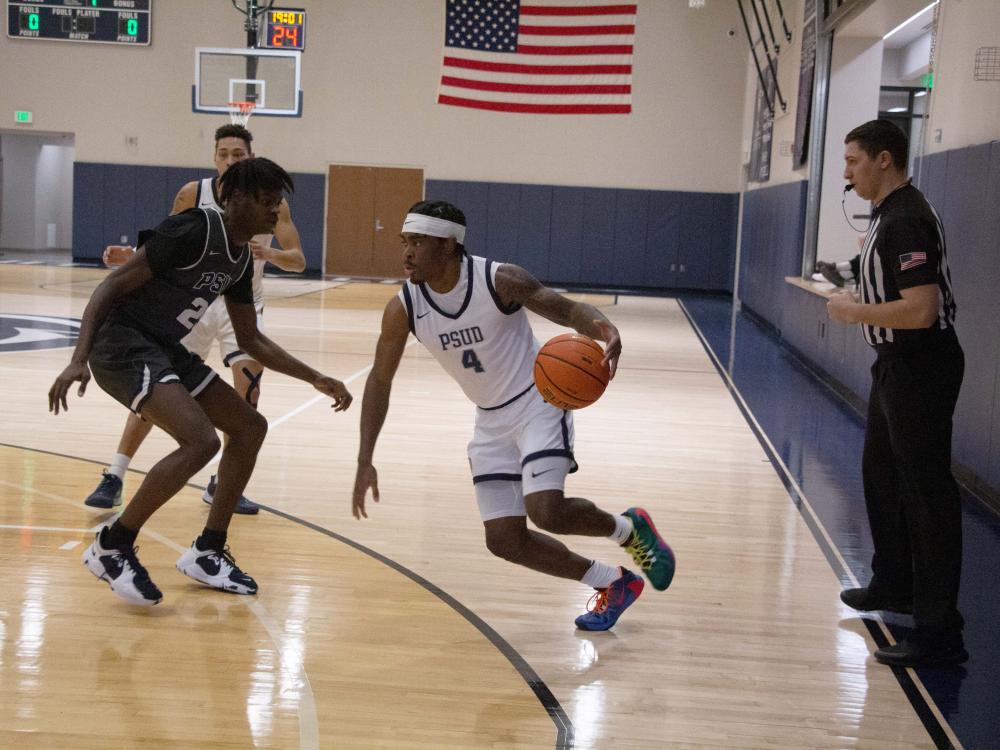 Penn State DuBois senior guard Jadon Myers begins his drive to the hoop during a home basketball game last season at the PAW Center, on the campus of Penn State DuBois.