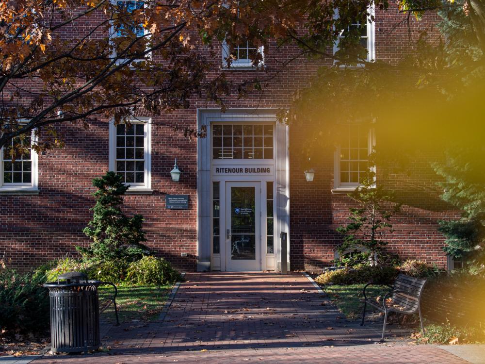 Photo of Ritenour Building with fall foliage