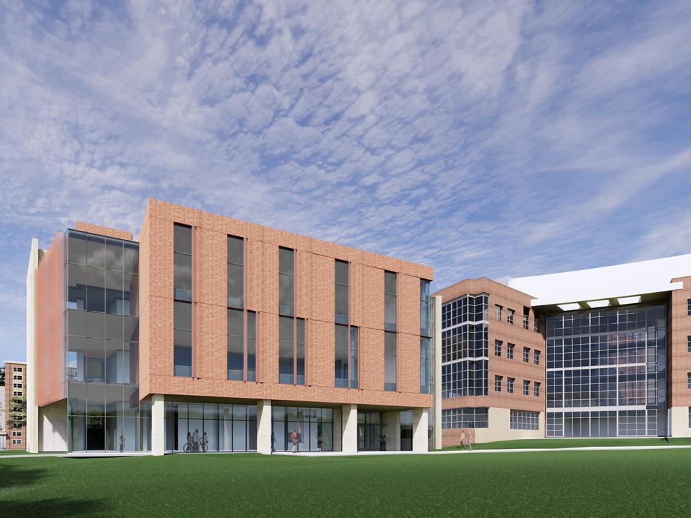 A rendering of the new classroom building at University Park, adjacent to the Forest Resources Building.