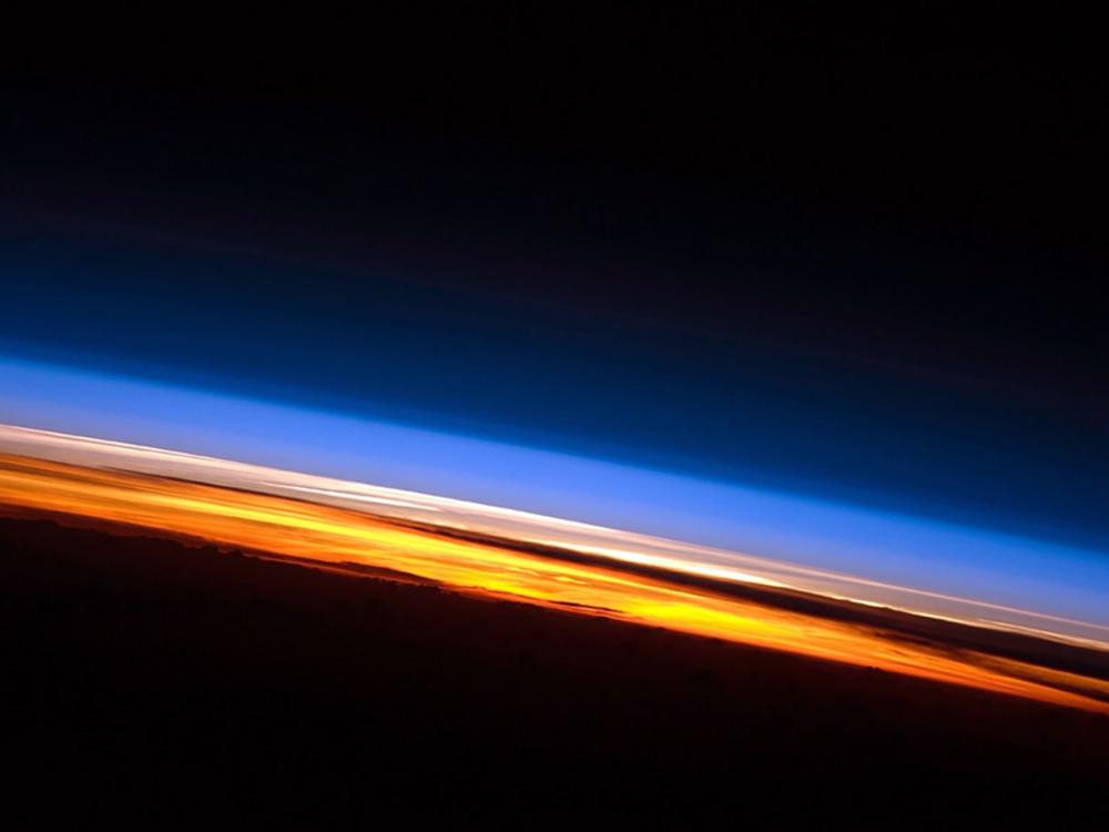 Sunset on the Indian Ocean as seen by astronauts aboard the International Space Station (ISS).