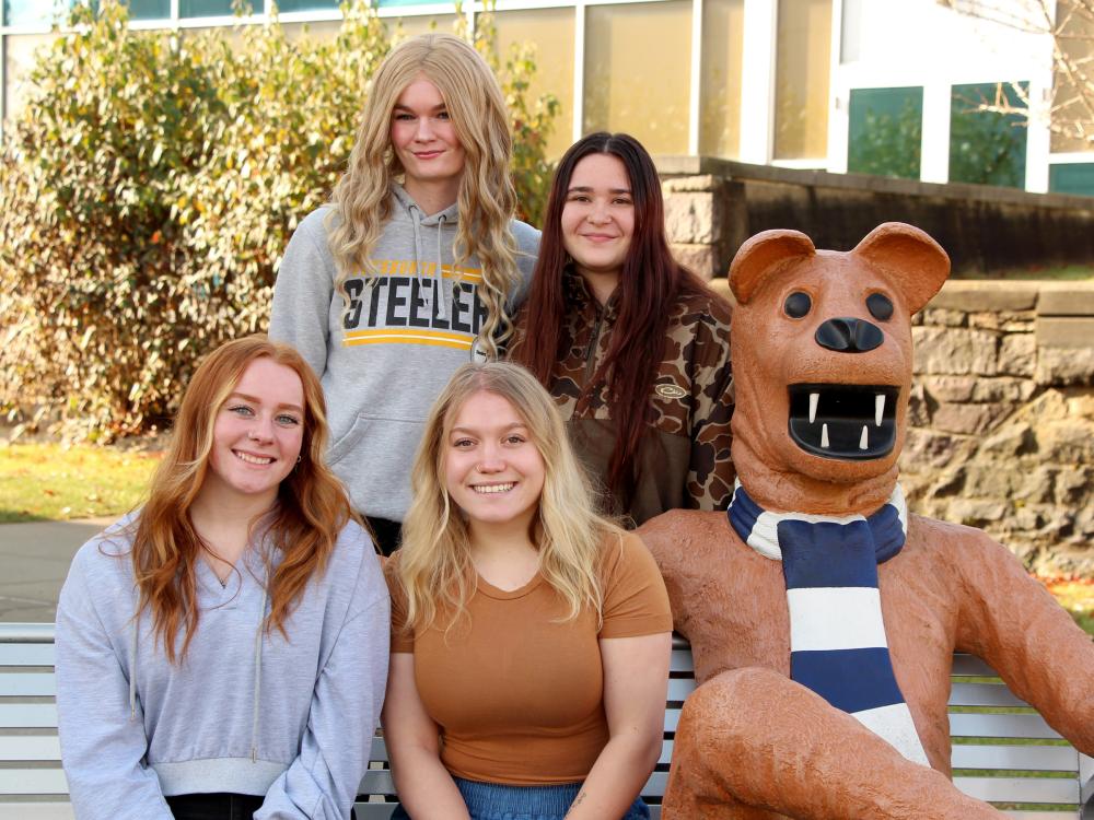 The four students who will represent Penn State DuBois at THON 2025. Bottom row, from left to right, Amber Eberly, Paige Miller. Top row, from left to right, Gabby Horner, Veronica Mercurio.