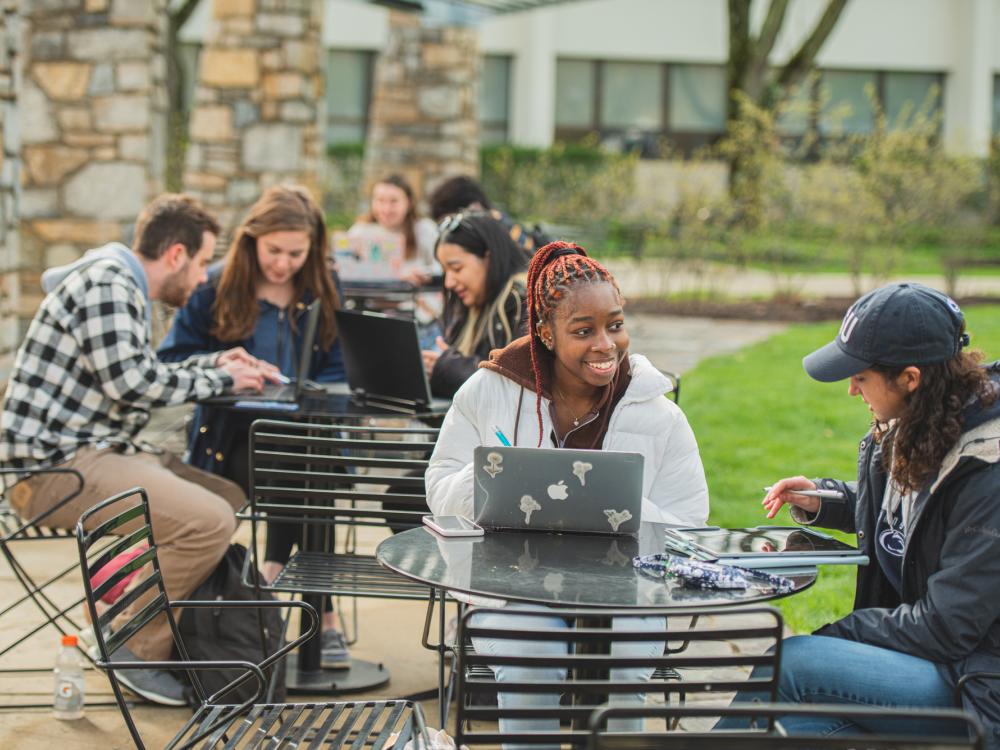 students gathered on campus