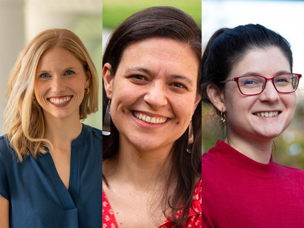 Portrait photographs of three researchers