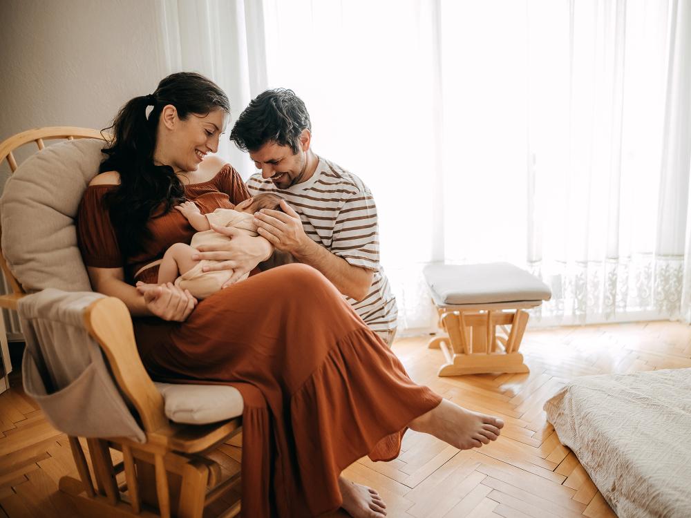 Parents looking at their baby